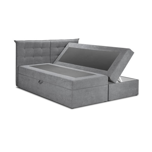 Szare łóżko boxspring ze schowkiem 200x200 cm Echaveria – Mazzini Beds-image-2