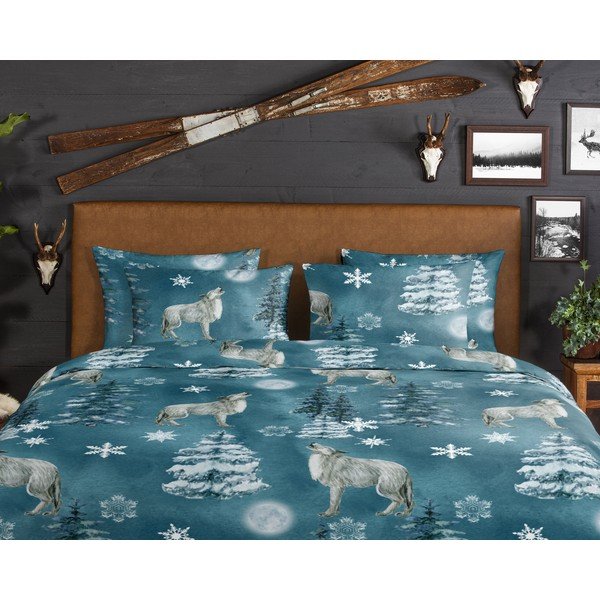 Morska flanelowa pościel dwuosobowa 200x220 cm Midnight – Good Morning-image-2