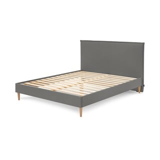 Antracytowe tapicerowane łóżko dwuosobowe ze stelażem 180x200 cm Sary – Bobochic Paris