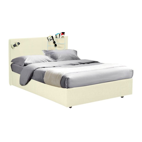 Beżowe łóżko jednoosobowe ze schowkiem 13Casa Task, 120x190 cm