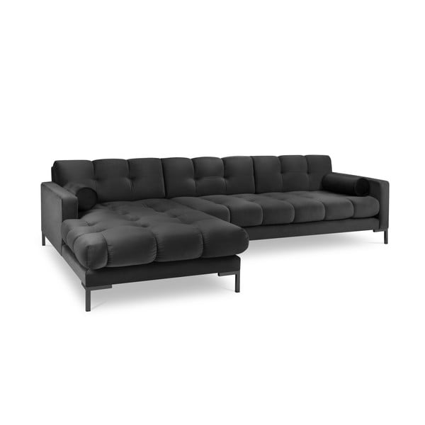 Ciemnoszary aksamitny narożnik Cosmopolitan Design Bali, lewostronny-image-2