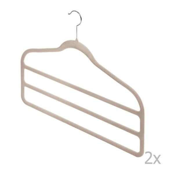 Zestaw 2 beżowych wieszaków na spodnie Domopak Velvet-image-1