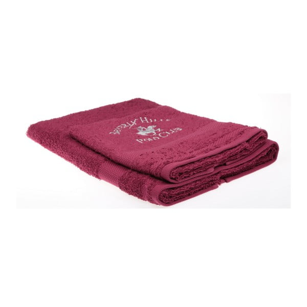 Zestaw 2 bordowych ręczników Beverly Hills Polo Club Tommy Orj