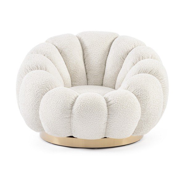 Kremowy obrotowy fotel z materiału bouclé Florel – Bizzotto-image-2