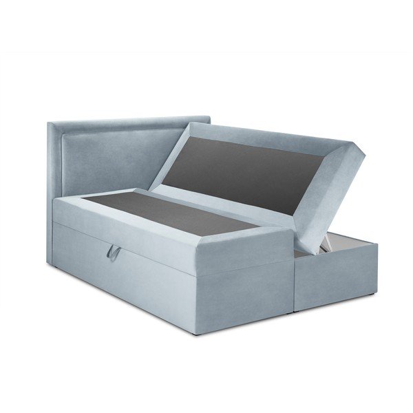Jasnoniebieske łóżko boxspring ze schowkiem 180x200 cm Yucca – Mazzini Beds-image-3