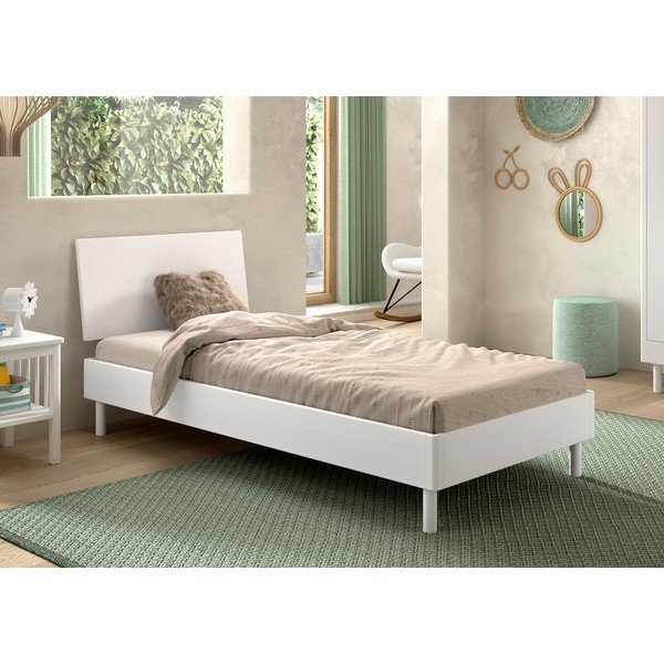 Białe łóżko jednoosobowe z litego drewna bukowego ze stelażem 90x200 cm Forrest – Vipack-image-1