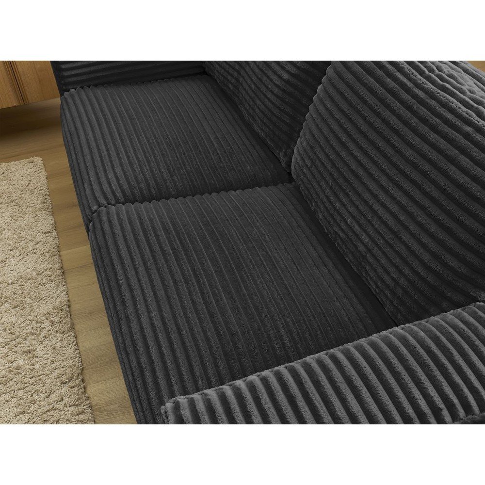 Czarna sztruksowa rozkładana sofa do spania 220 cm Hugo – Bobochic Paris (zdjęcie 9)