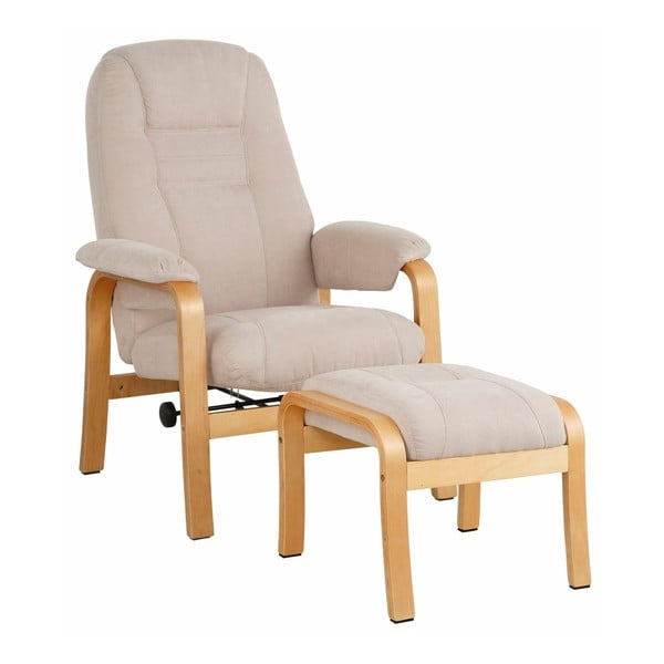 Kremowy fotel z podnóżkiem Støraa Micro