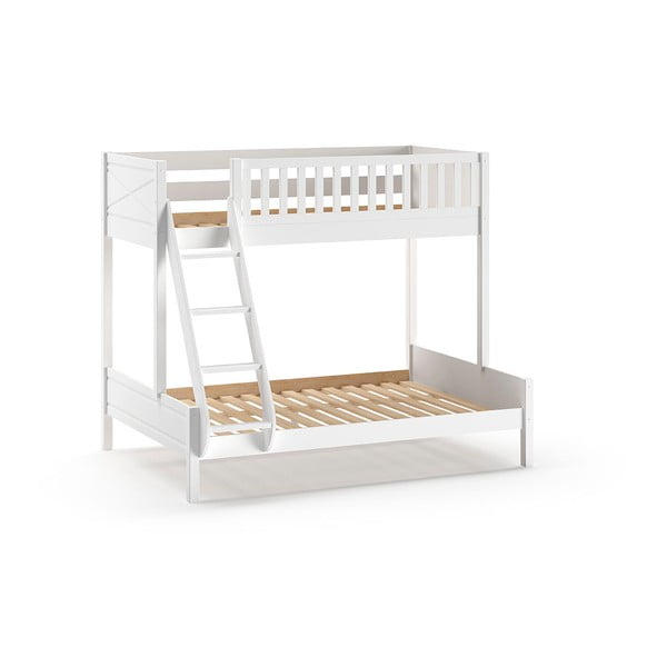 Białe piętrowe łóżko dziecięce z litego drewna sosnowego ze schowkiem 140x200/90x200 cm SCOTT – Vipack-image-2