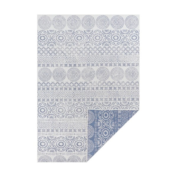 Niebiesko-biały dywan odpowiedni na zewnątrz Ragami Circle, 80x150 cm