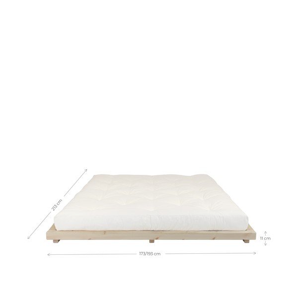 Łóżko dwuosobowe z drewna sosnowego z materacem Karup Design Dock Double Latex Natural Clear/Natural, 180x200 cm-image-4