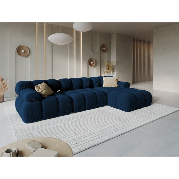 Niebieska aksamitna sofa 285 cm Bellis – Micadoni Home-image-1