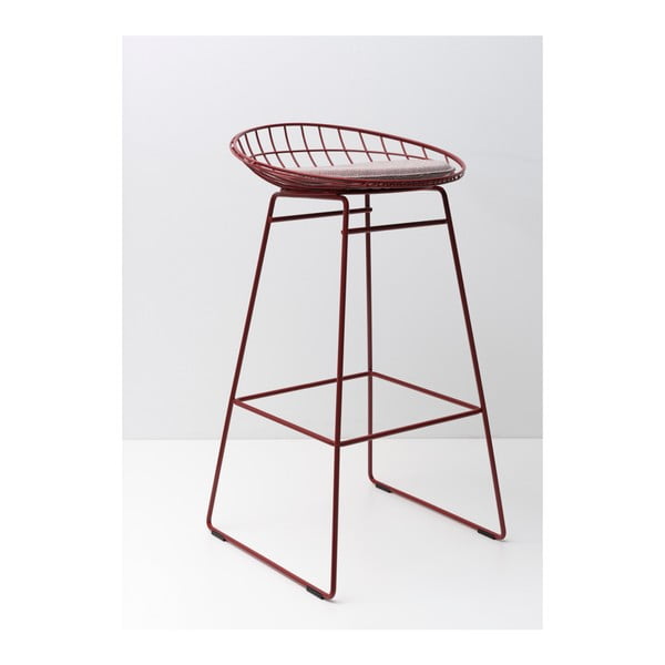 Czerwony druciany stołek z siedziskiem Pastoe, 75 cm