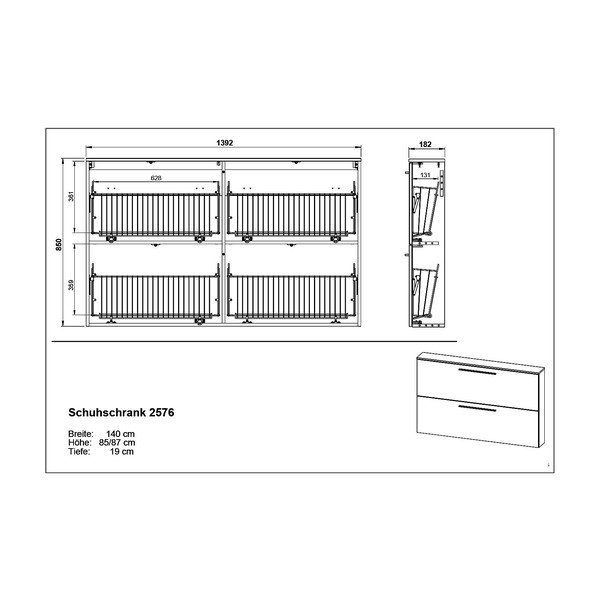 Szarobeżowa wisząca szafka na buty Utah – Germania-image-4