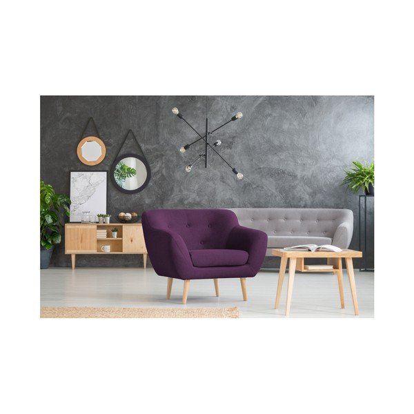 Fioletowy fotel z jasnymi nogami Mazzini Sofas Sicile-image-4