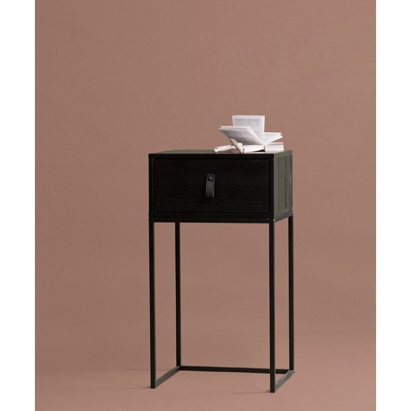 Czarna szafka nocna z szufladą WOOOD Zola-image-2