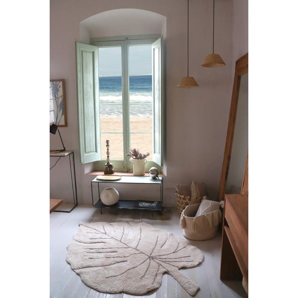 Beżowy bawełniany dywan dziecięcy tkany ręcznie odpowiedni do prania 120x180 cm Monstera Natural – Lorena Canals-image-3