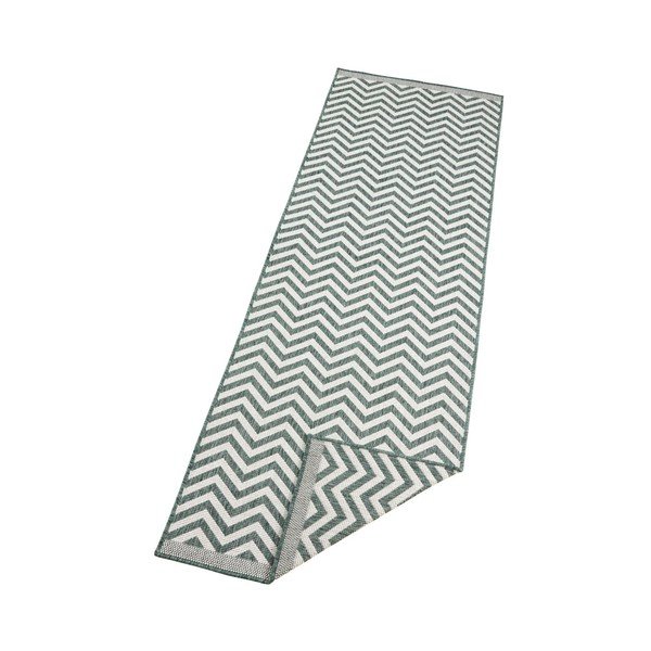 Zielono-kremowy wytrzymały chodnik dwustronny Bougari Twin Supreme Mismo, 80x350 cm-image-2