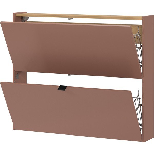 Brązowa uchylna/wisząca szafka na buty w dekorze dębu 100x83x18 cm Ameca – Germania-image-3