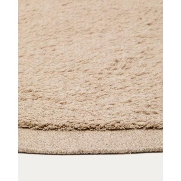 Jasnobrązowy wełniany okrągły dywan tkany ręcznie ø 200 cm Marely – Kave Home-image-4