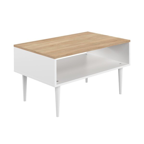 Biały stolik z blatem w dekorze dębu 80x47 cm Horizon – TemaHome -image-3