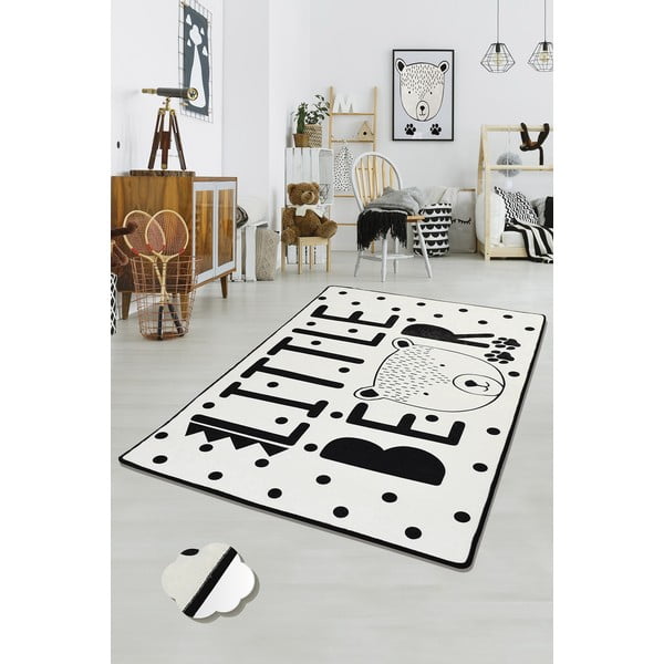 Czarno-biały antypoślizgowy dywan dziecięcy Conceptum Hypnose Little Bear, 100x160 cm-image-2