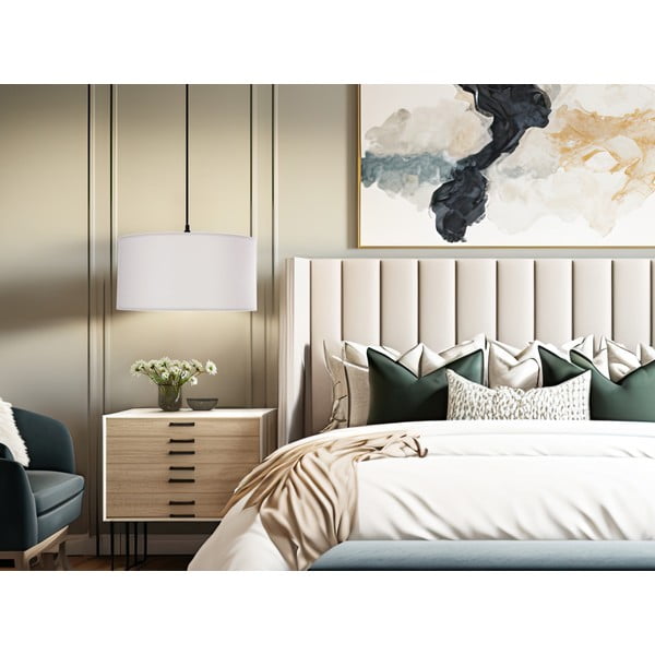 Biała lampa wisząca z tekstylnym kloszem ø 40 cm Shanti – Candellux Lighting-image-1