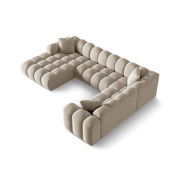 Jasnobrązowy narożnik z tkaniny szenilowej (prawostronny/w kształcie litery U) Treno – Cosmopolitan Design-image-2