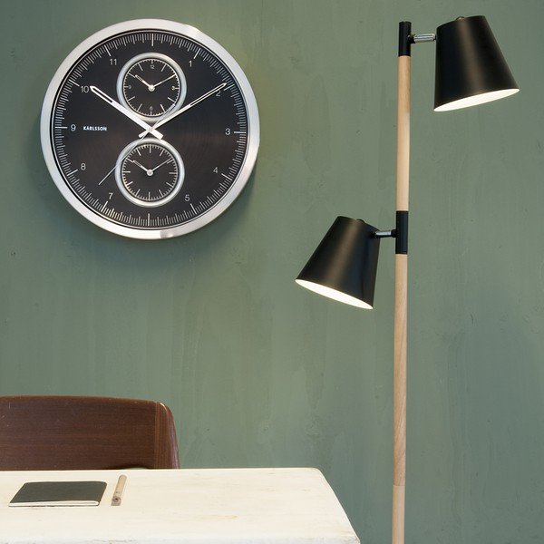 Czarny zegar Present Time Multiple Time-image-1
