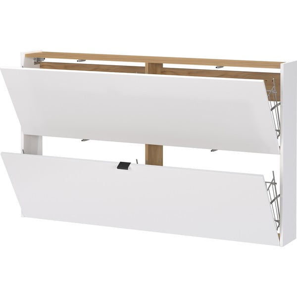 Biała uchylna wisząca szafka na buty w dekorze dębu 140x83x18 cm Ameca – Germania-image-2