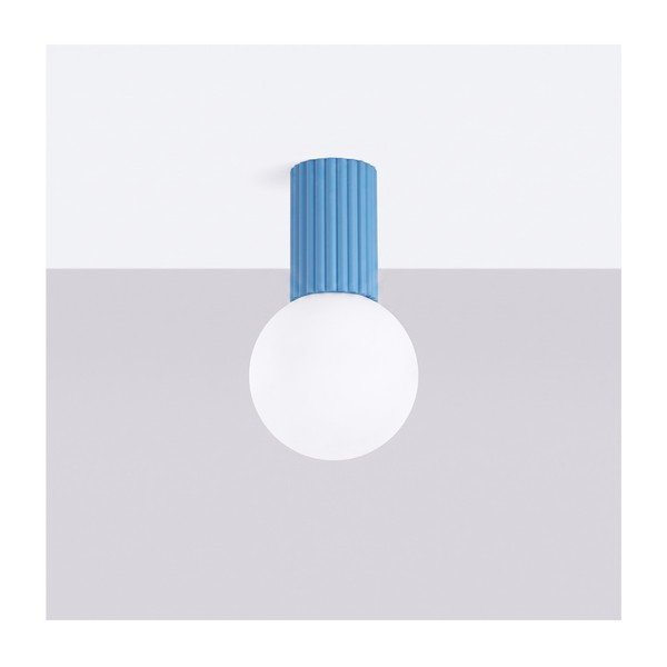 Jasnoniebieska lampa sufitowa z opalowego szkła ø 12 cm Orbital – Sollux-image-2