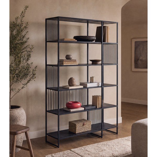 Czarny regał 120x185x35 cm Strington – Actona-image-1