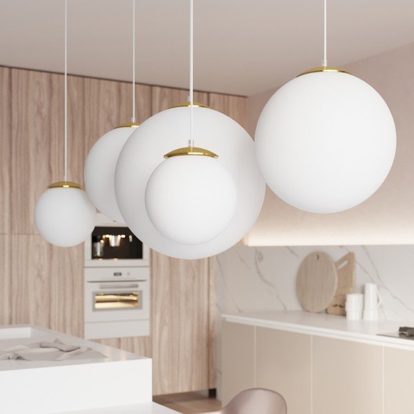 Lampa wisząca w kolorze złota ze szklanym kloszem ø 30 cm Cezab – Sollux-image-1