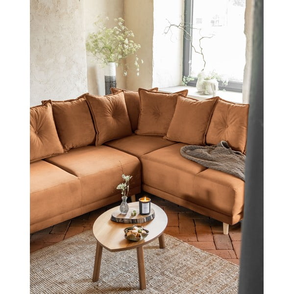 Ceglasty sztruksowy rozkładany narożnik (prawostronny) Lazy Lukka – Miuform-image-3