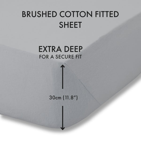 Szare flanelowe prześcieradło z gumką 150x200 cm Brushed – Catherine Lansfield-image-3