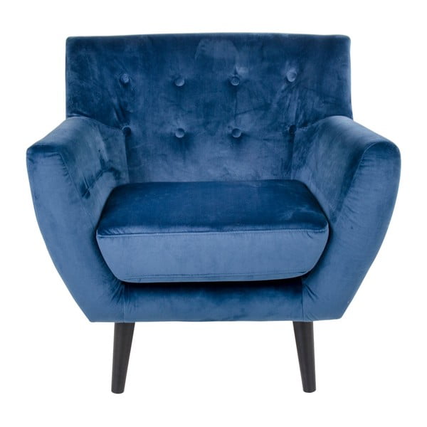 Niebieski fotel pokryty aksamitem House Nordic Monte