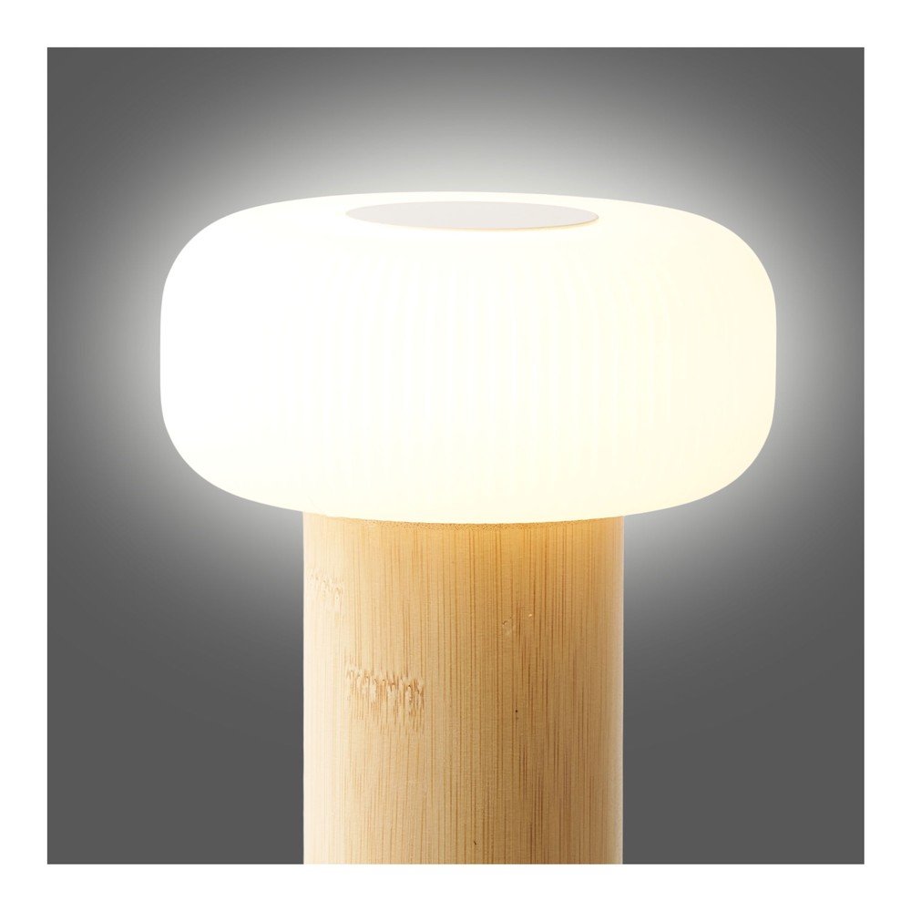 Biało-naturalna bambusowa lampa stołowa z plastikowym kloszem (wysokość 18 cm) Stafford – House Nordic (zdjęcie 5)