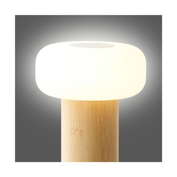 Biała/w naturalnym kolorze bambusowa lampa stołowa z plastikowym kloszem (wysokość 18 cm) Stafford – House Nordic-image-3