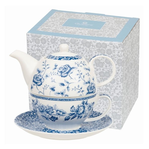 Duża filiżanka z dzbankiem do herbaty z porcelany Churchill China Blue Story