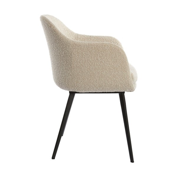 Kremowy tapicerowany fotel jadalniany z podłokietnikami Leone – Light & Living-image-2