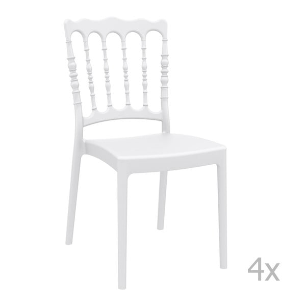 Zestaw 4 białych krzeseł ogrodowych Resol Napoleon