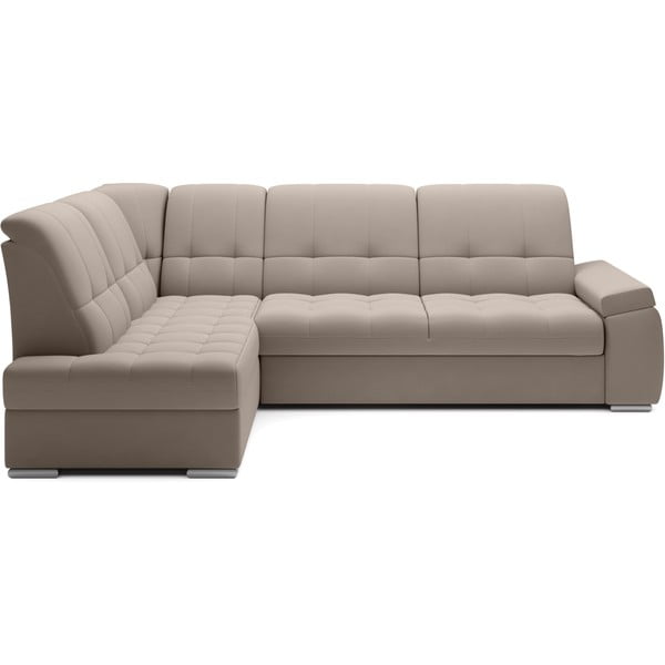 Beżowy aksamitny rozkładany/ze schowkiem narożnik (lewostronny/w kształcie litery L) Sado – ELTAP