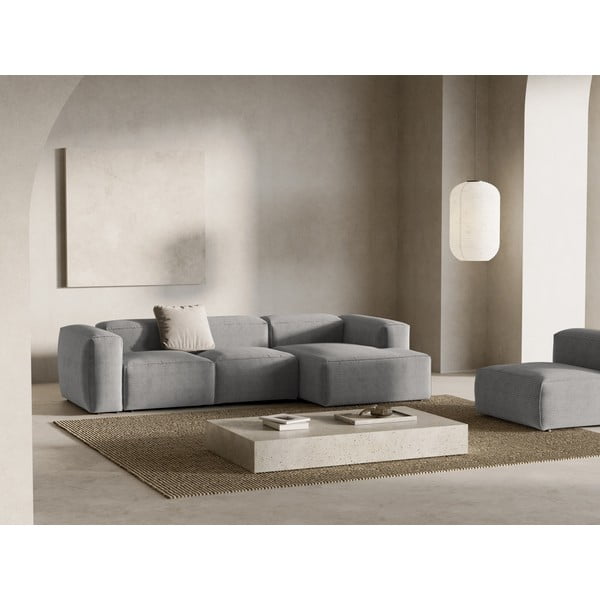 Jasnoszary sztruksowy narożnik (prawostronny/z szezlongiem) Bergamo – Cosmopolitan Design-image-1