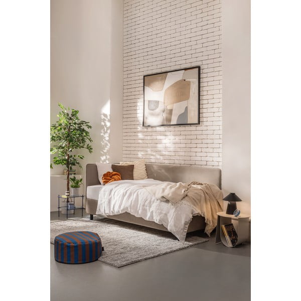 Szarobrązowe tapicerowane łóżko jednoosobowe ze schowkiem i materacem 120x200 cm Avela – Bonami Selection-image-1