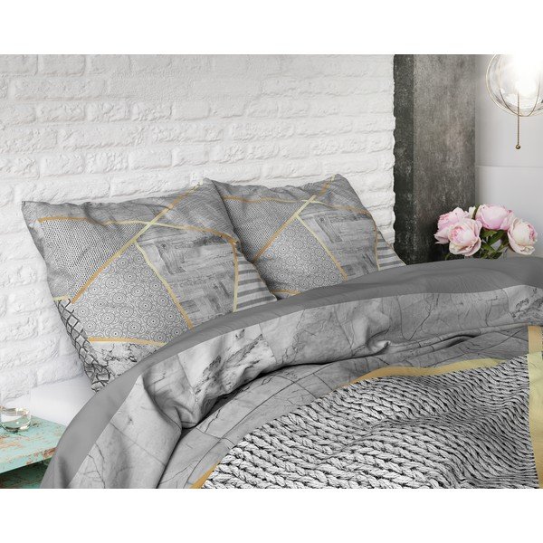 Szara bawełniana pościel dwuosobowa Pure Cotton Graphic, 200x200/220 cm-image-2