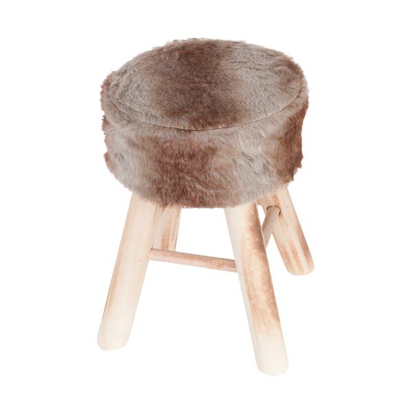 Brązowy taboret Clayre & Eef Fur-image-1