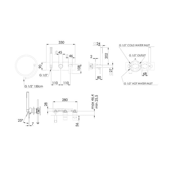 Bateria prysznicowa podtynkowa w kolorze matowej czerni (2 otwory) Pax – Sapho-image-3