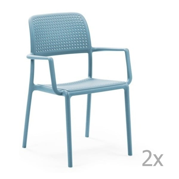 Zestaw 2 niebieskich krzeseł ogrodowych Nardi Bora