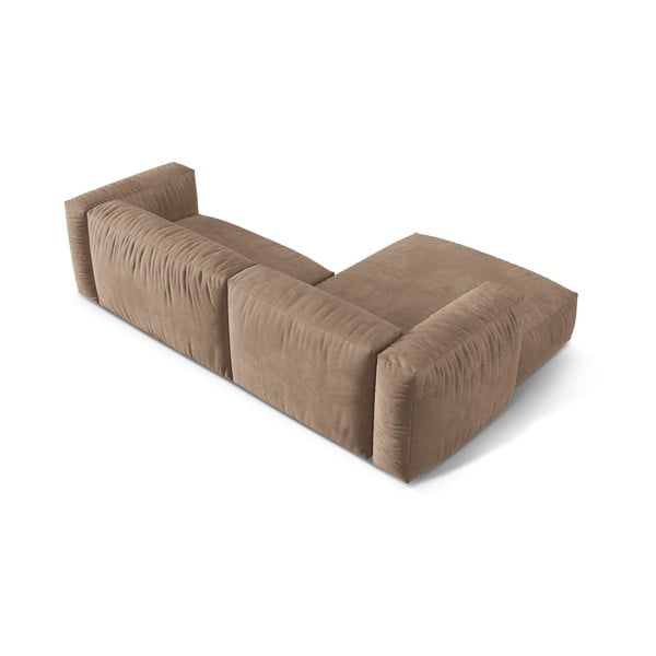 Jasnobrązowy aksamitny narożnik modułowy (lewostronny/z szezlongiem) Martina – Micadoni -image-3