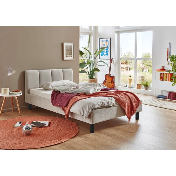 Beżowe tapicerowane łóżko jednoosobowe bez stelaża 120x200 cm Joker – Meise Möbel-image-1